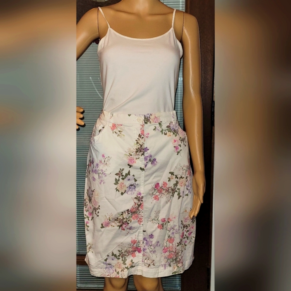 Cosma Petite Floral Lightweight Denim Skirt from Creation L